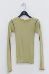 BASERANGE Ribbed Long Sleeve Top T-shirt TTVL Collection France BAS-TTVL-RB-AU23-HUILV Gray Green